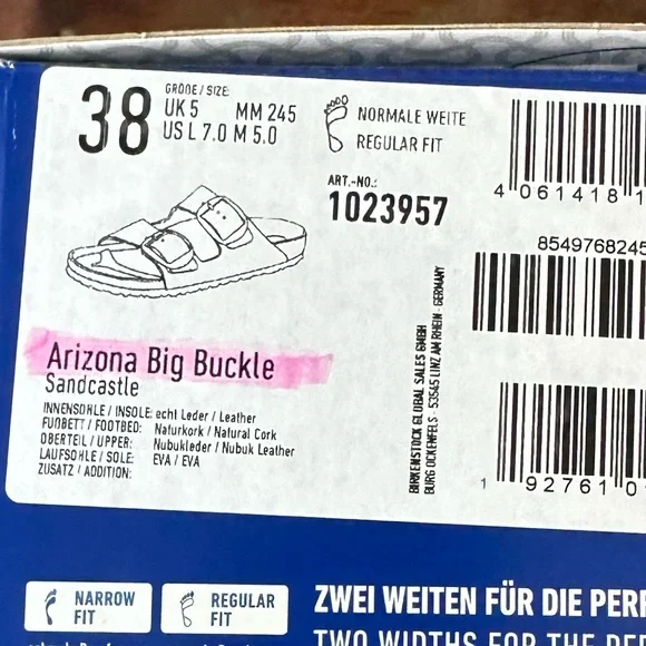 ☀️ BIRKENSTOCK Arizona Big Buckle in Sandcastle EU 38 - Picture 9 of 13